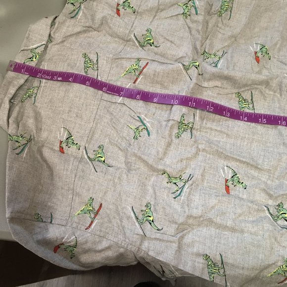 Boy’s Cat & Jack Gray Skiing Dinosaur Long Sleeve Button Down Shirt XXLH (18) - Picture 7 of 8